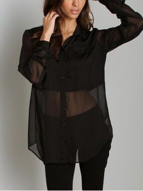Free People Best of Both Worlds Sheer Button Down Shirt